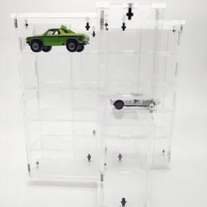 Exhibidor en torre en forma de X para 20 carros